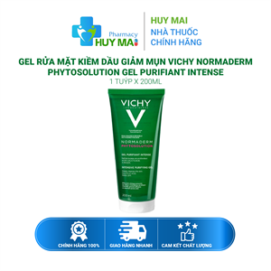 Gel Rửa Mặt Kiềm Dầu Giảm Mụn Vichy Normaderm Phytosolusion Gel Purifiant Intense Tuyp 200ml