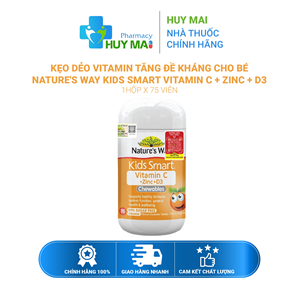 Kẹo Dẻo Vitamin Tăng Đề Kháng Cho Bé Nature's Way Kids Smart Vitamin C+Zin C+D3 75v