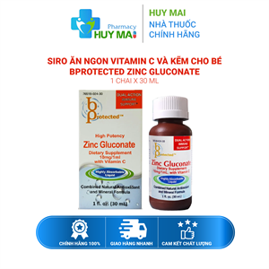 Siro Ăn Ngon Vitamin C và Kẽm Cho Bé Bprotected Zinc Gluconate 30ml