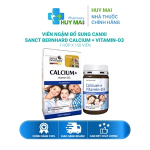 Viên Ngậm Bổ Sung Canxi Sanct Bernhard Calcium + Vitamin-D3 Hộp 150 viên