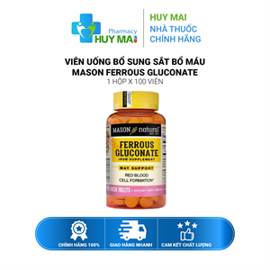 Viên Uống Bổ Sung Sắt Bổ Máu Mason Ferrous Gluconate 100v