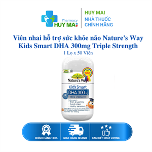 Viên nhai hỗ trợ sức khỏe não Nature's Way Kids Smart DHA 300mg Triple Strength Lọ 50 Viên